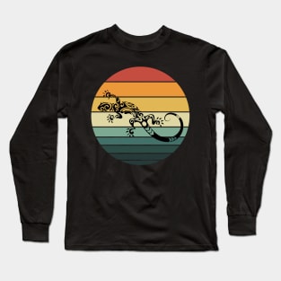 Retro 80s Tropical Sun Vaporwave Summer Curly Lizard Long Sleeve T-Shirt